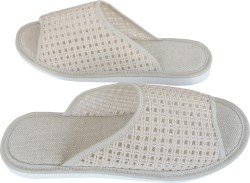 Kapcie damskie lniane przewiewne – lekkie pantofle domowe, produkt polski