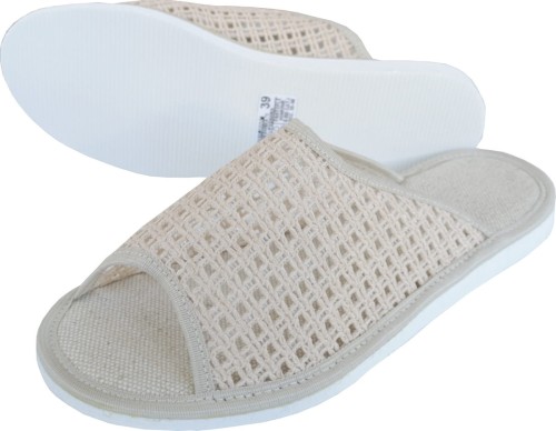 Kapcie damskie lniane przewiewne – lekkie pantofle domowe, produkt polski