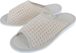 Kapcie damskie lniane przewiewne – lekkie pantofle domowe, produkt polski