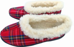 bambosze ciepłe kapcie damskie szkocka krata