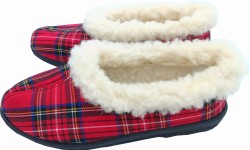 bambosze ciepłe kapcie damskie szkocka krata