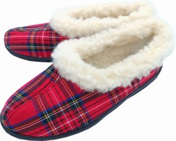 bambosze ciepłe kapcie damskie szkocka krata