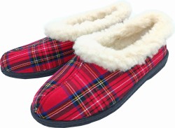bambosze ciepłe kapcie damskie szkocka krata