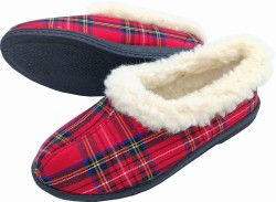 bambosze ciepłe kapcie damskie szkocka krata