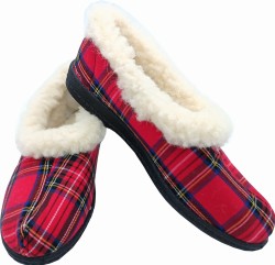 bambosze ciepłe kapcie damskie szkocka krata