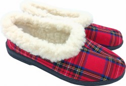 bambosze ciepłe kapcie damskie szkocka krata