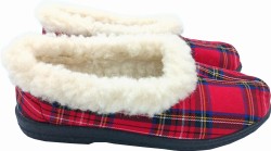 bambosze ciepłe kapcie damskie szkocka krata