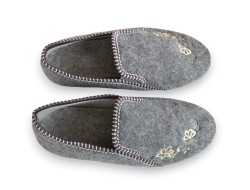 Bambosze Damskie Szare z Haftem – Komfortowe Kapcie na Co Dzień | Produkt Polskibambosze ciepłe damskie