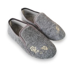 Bambosze Damskie Szare z Haftem – Komfortowe Kapcie na Co Dzień | Produkt Polskibambosze ciepłe damskie