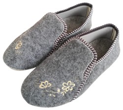 Bambosze Damskie Szare z Haftem – Komfortowe Kapcie na Co Dzień | Produkt Polskibambosze ciepłe damskie