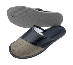 Kapcie męskie skórzane z naturalnej skóry – wygodne pantofle domowe z miękką podeszwą | Produkt polski