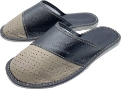 Kapcie męskie skórzane z naturalnej skóry – wygodne pantofle domowe z miękką podeszwą | Produkt polski