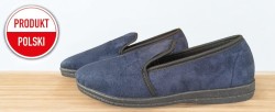 Kapcie męskie slip on – granatowe tenisówki domowe z antypoślizgową podeszwą | Produkt polski