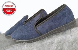 Kapcie męskie slip on – granatowe tenisówki domowe z antypoślizgową podeszwą | Produkt polski