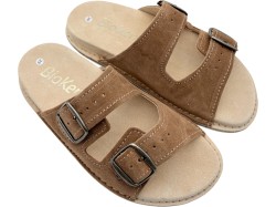 Klapki skórzane BioKen Fusbet – wygodne zamszowe Havana