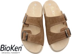 Klapki skórzane BioKen Fusbet – wygodne zamszowe Havana