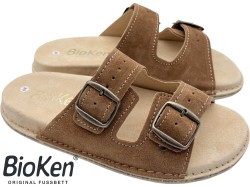 Klapki skórzane BioKen Fusbet – wygodne zamszowe Havana