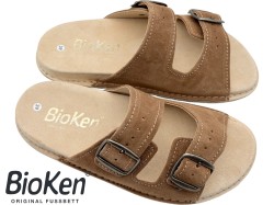 Klapki skórzane BioKen Fusbet – wygodne zamszowe Havana