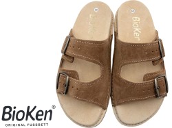 Klapki skórzane BioKen Fusbet – wygodne zamszowe Havana