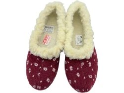 Bambosze Ciepłe damskie z wełną – bordowe w kwiatki