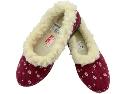 Bambosze Ciepłe damskie z wełną – bordowe w kwiatki