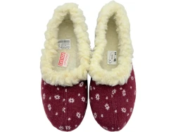 Bambosze Ciepłe damskie z wełną – bordowe w kwiatki