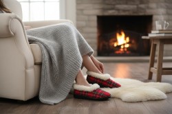 bambosze ciepłe kapcie damskie szkocka krata