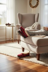 bambosze ciepłe kapcie damskie szkocka krata