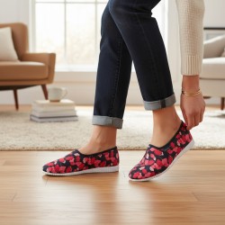 Bambosze damskie w kwiaty – wygodne kapcie z miękką podeszwą