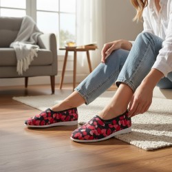 Bambosze damskie w kwiaty – wygodne kapcie z miękką podeszwą