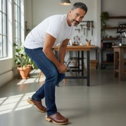 Męskie Drewniaki Skórzane brąz antyczny