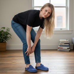 BioKen Klapki skórzane Fusbet granatowe