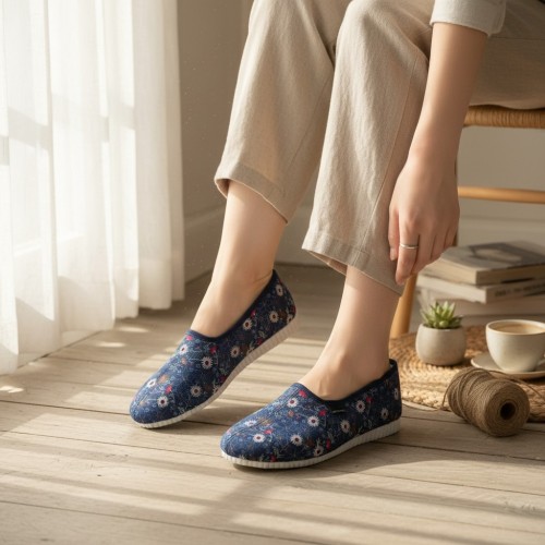 Bambosze damskie w kwiaty – wygodne kapcie z Polski