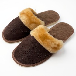 Kapcie zamszowe ciepłe skórzane – polska produkcja