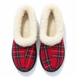 bambosze ciepłe kapcie damskie szkocka krata