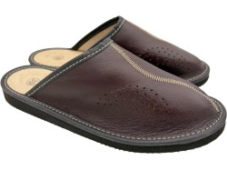 Kapcie skórzane damskie – wygodne, oddychające, polskie | Bordowe