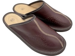 Kapcie skórzane damskie – wygodne, oddychające, polskie | Bordowe