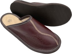 Kapcie skórzane damskie – wygodne, oddychające, polskie | Bordowe