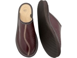 Kapcie skórzane damskie – wygodne, oddychające, polskie | Bordowe