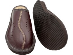 Kapcie skórzane damskie – wygodne, oddychające, polskie | Bordowe