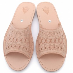 Klapki skórzane damskie kapcie z naturalnej skóry - ręcznie wykonane w Polsce