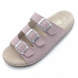 Klapki skórzane Bioken Original Fusbet – różowy pudrowy