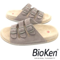 BioKen Klapki skórzane ORIGINAL fusbet taupe boho