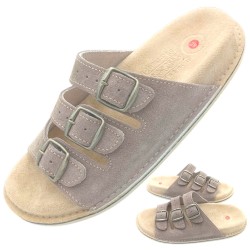BioKen Klapki skórzane ORIGINAL fusbet taupe boho