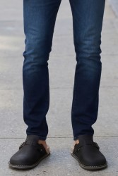 Bioken anatomic Klapki Skórzane Męskie ORIGINAL Fusbet czarny grafit