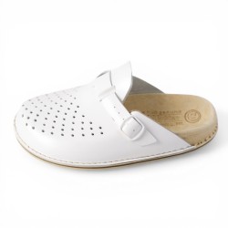 Bioken białe Skórzane Klapki Original Fusbet