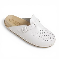 Bioken białe Skórzane Klapki Original Fusbet