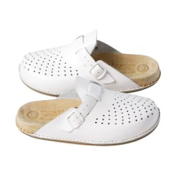 Bioken białe Skórzane Klapki Original Fusbet