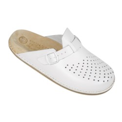 Bioken białe Skórzane Klapki Original Fusbet