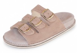 Bioken klapki skórzane Fusbet beżowe